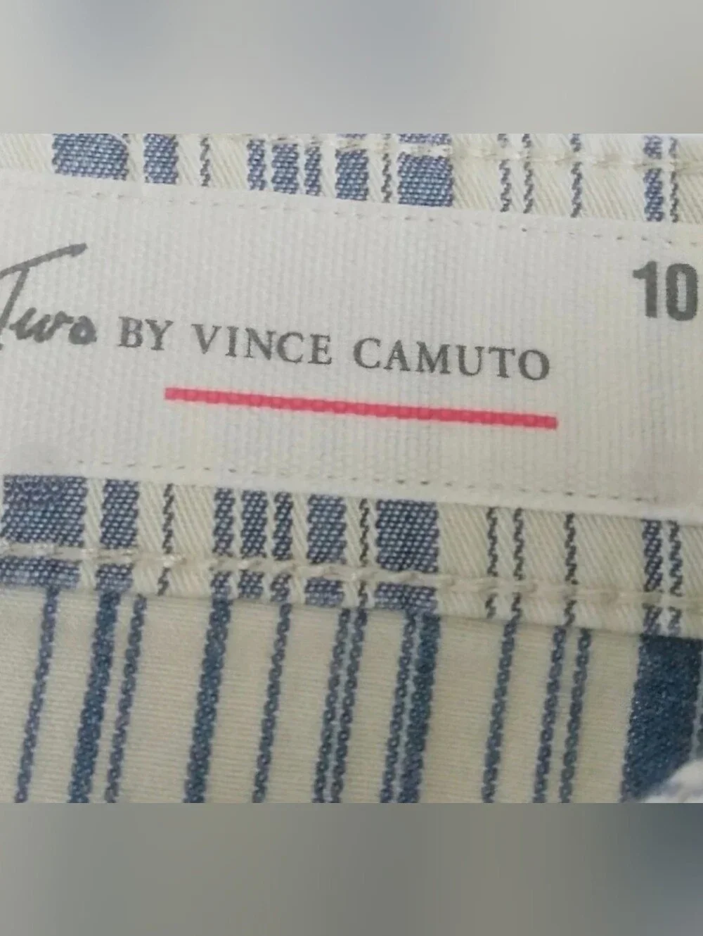 Two By Vince Camuto Cream and Blue Striped Mini Skirt SZ 10 - Picture 3 of 7
